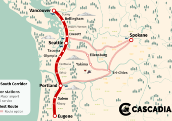 Cascadia Rail map 340x240 High speed rail study on track with $10B appropriations bill
