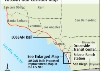 LOSSAN rail map 340x240 Study finds rail tunnel would reduce LA San Diego travel time
